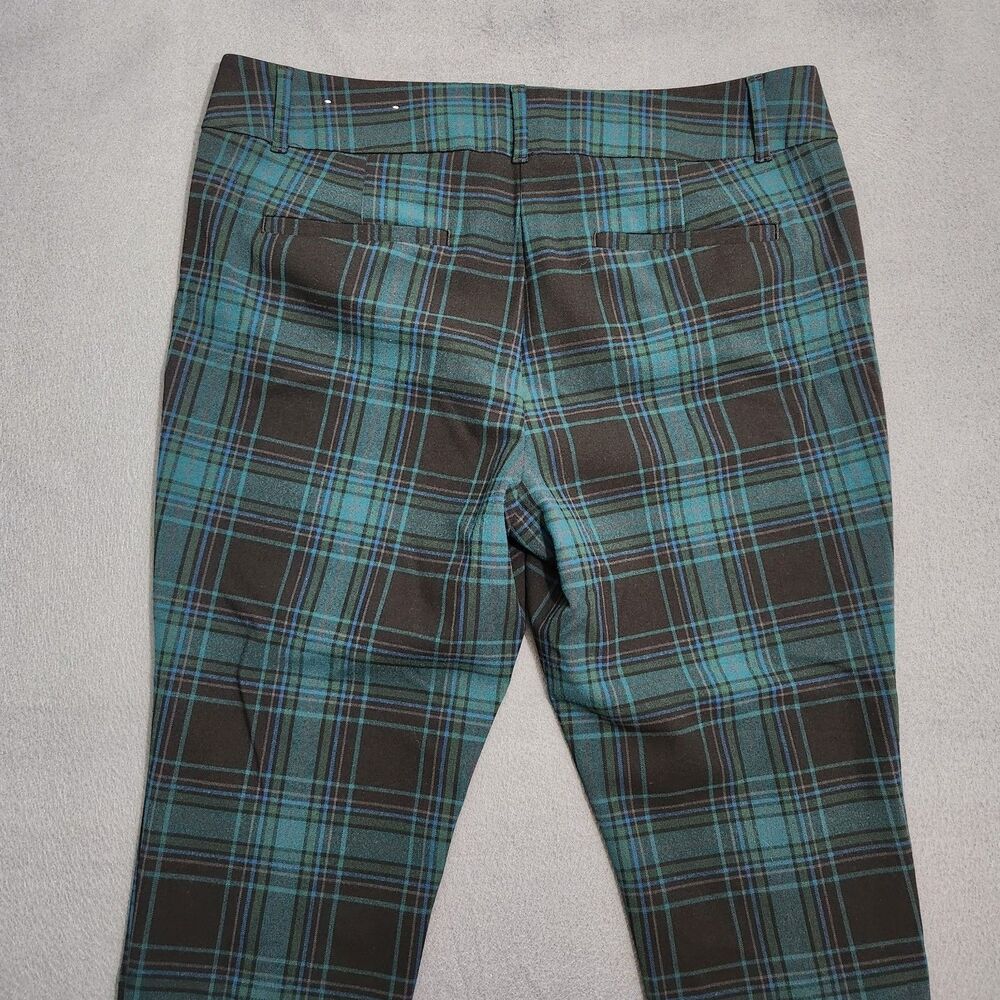 LOFT Outlet Pants Women 12 Green Tartan Plaid Mid Rise Skinny Ankle - Picture 4 of 12
